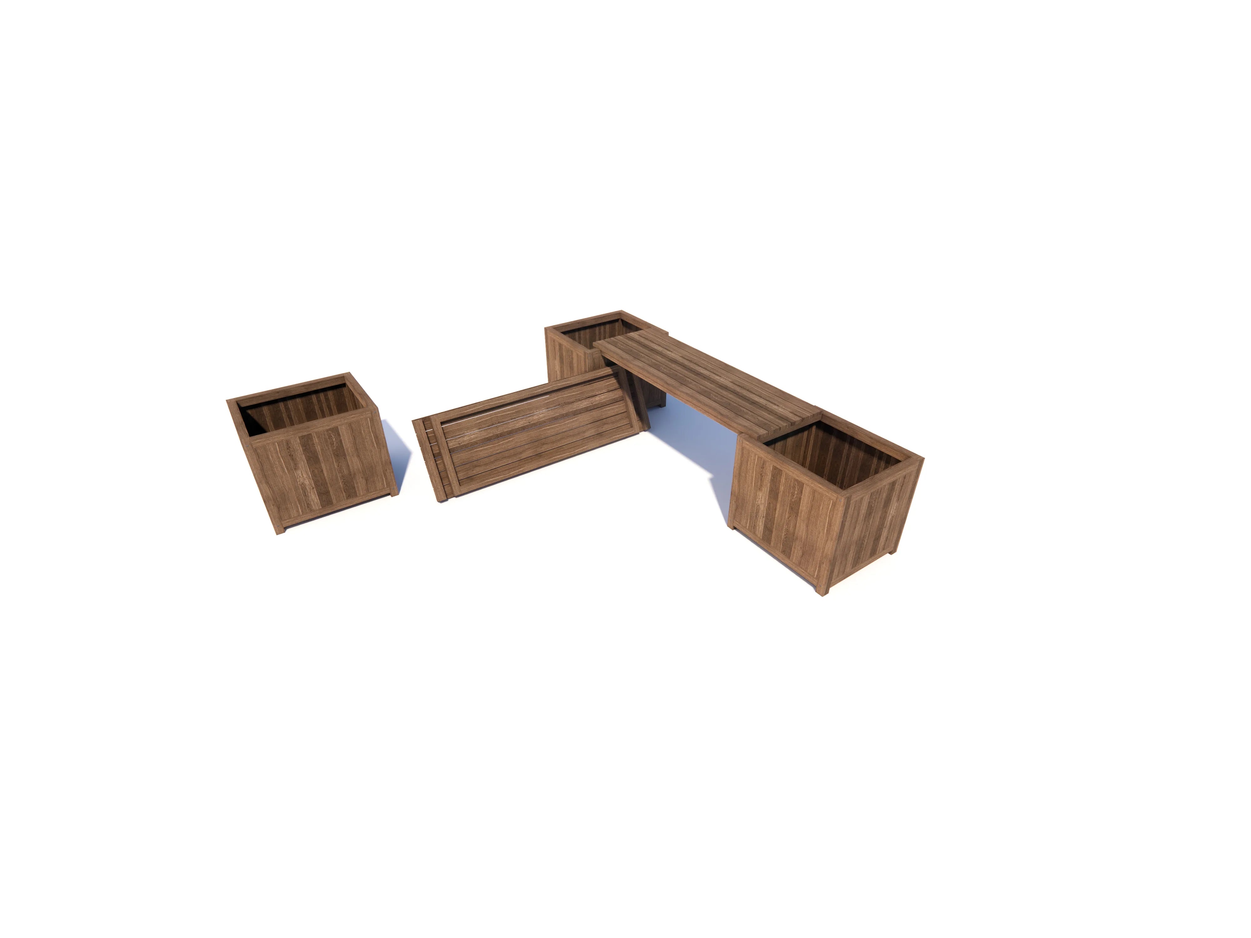 PPB25001 planter bench configuration in HIPSWOOD