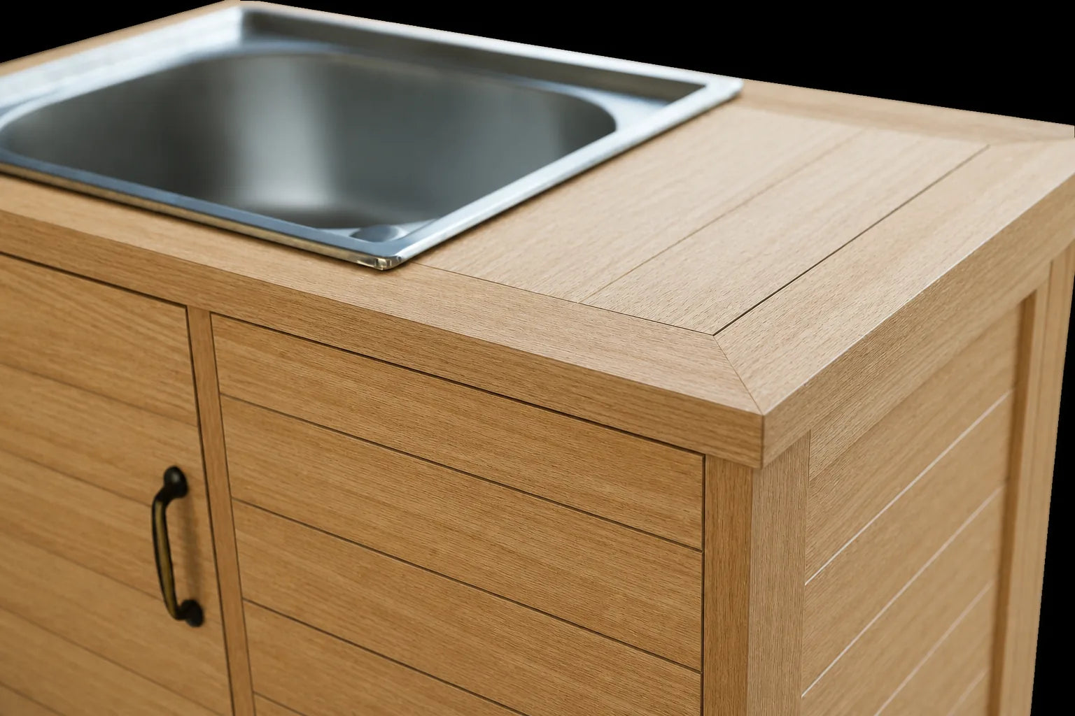 Light teak outdoor kitchen counter
