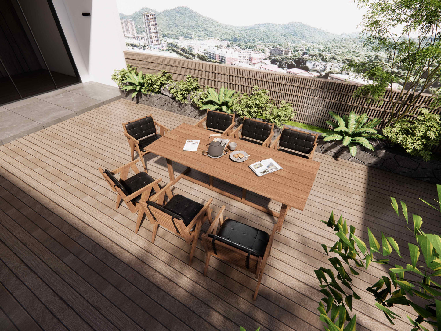 Integrated-Leg Long Dining Table