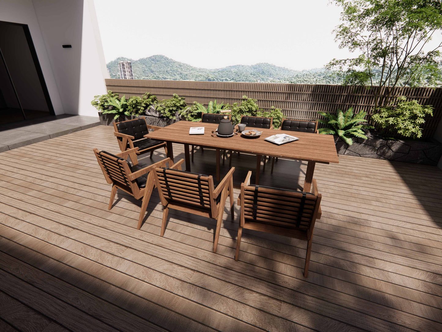 Integrated-Leg Long Dining Table
