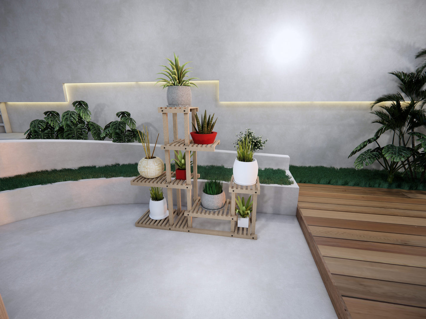 Asymmetric Garden Plant Stand