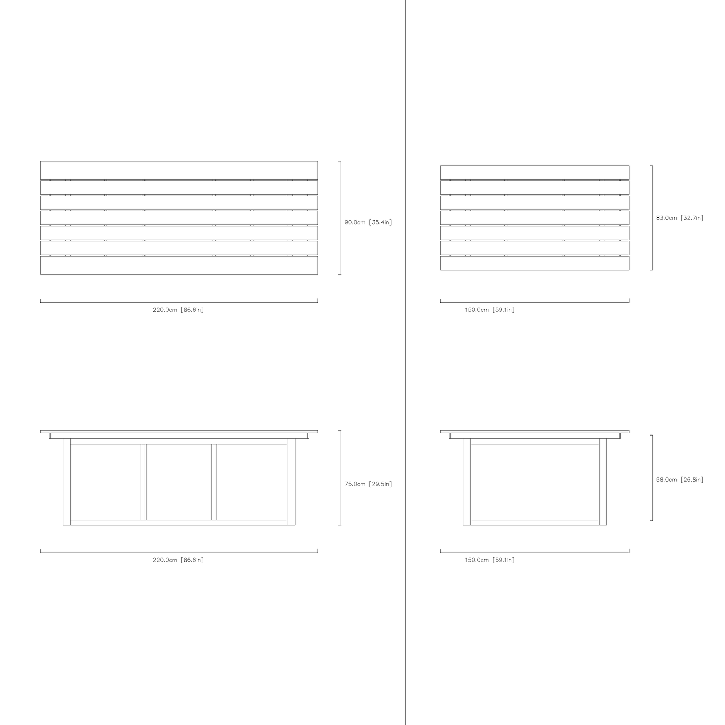 Integrated-Leg Long Dining Table