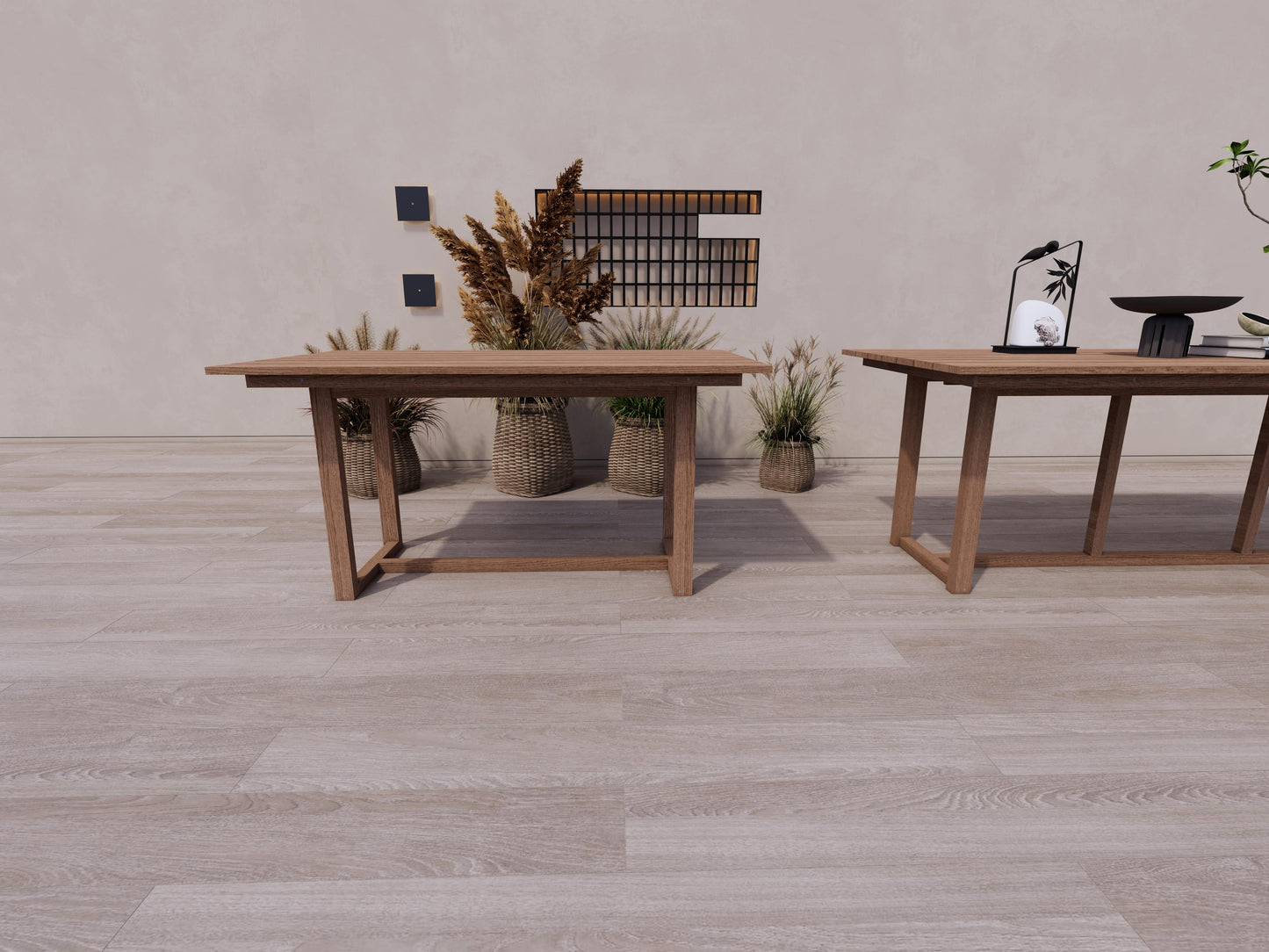 Integrated-Leg Long Dining Table