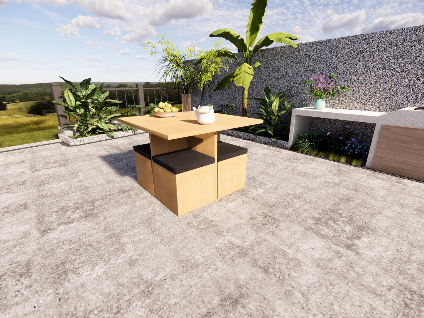 Compact Cross-Leg Dining Table