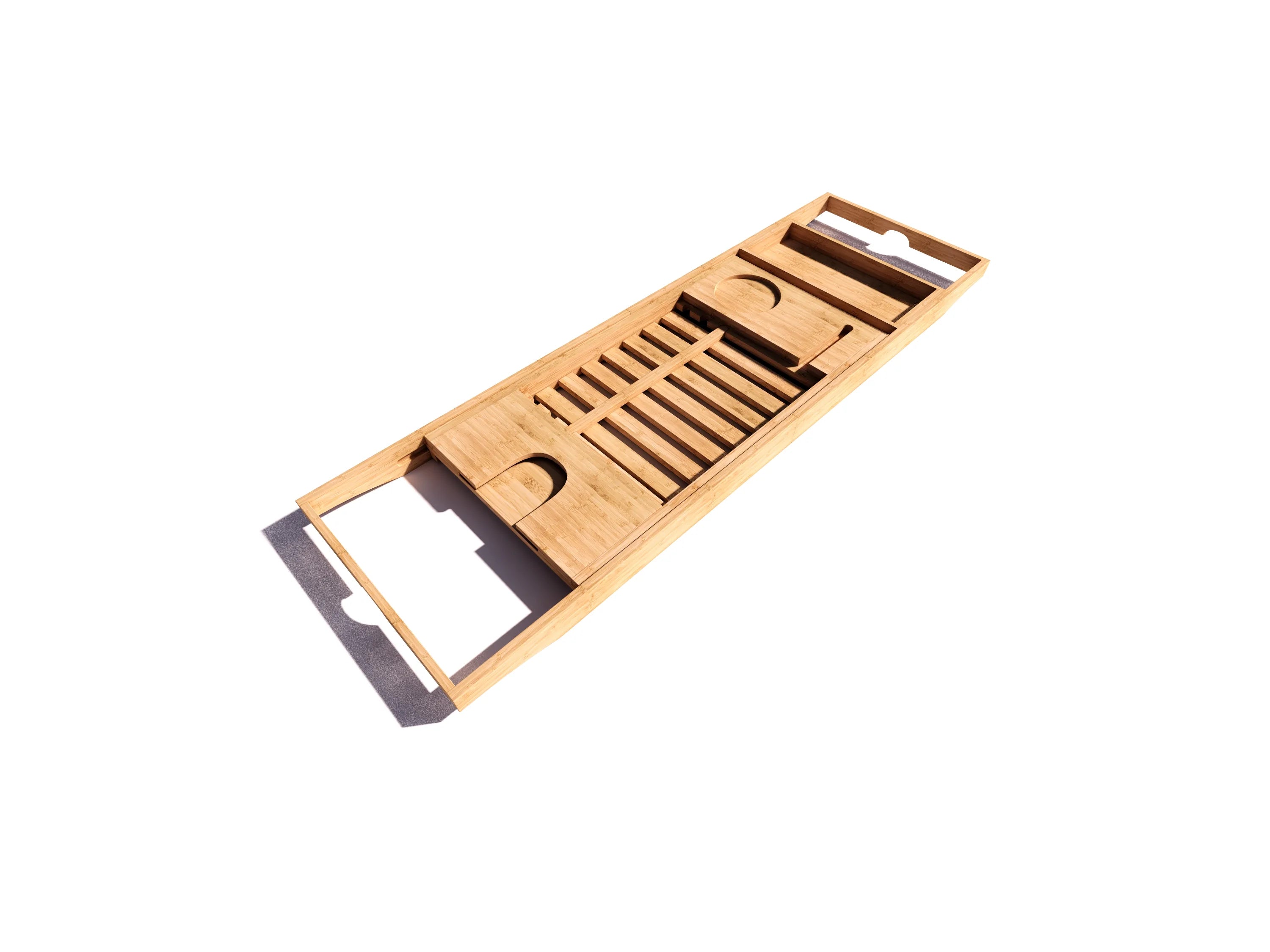 PTR25002 expandable bath caddy tray in light-teak HIPSWOOD