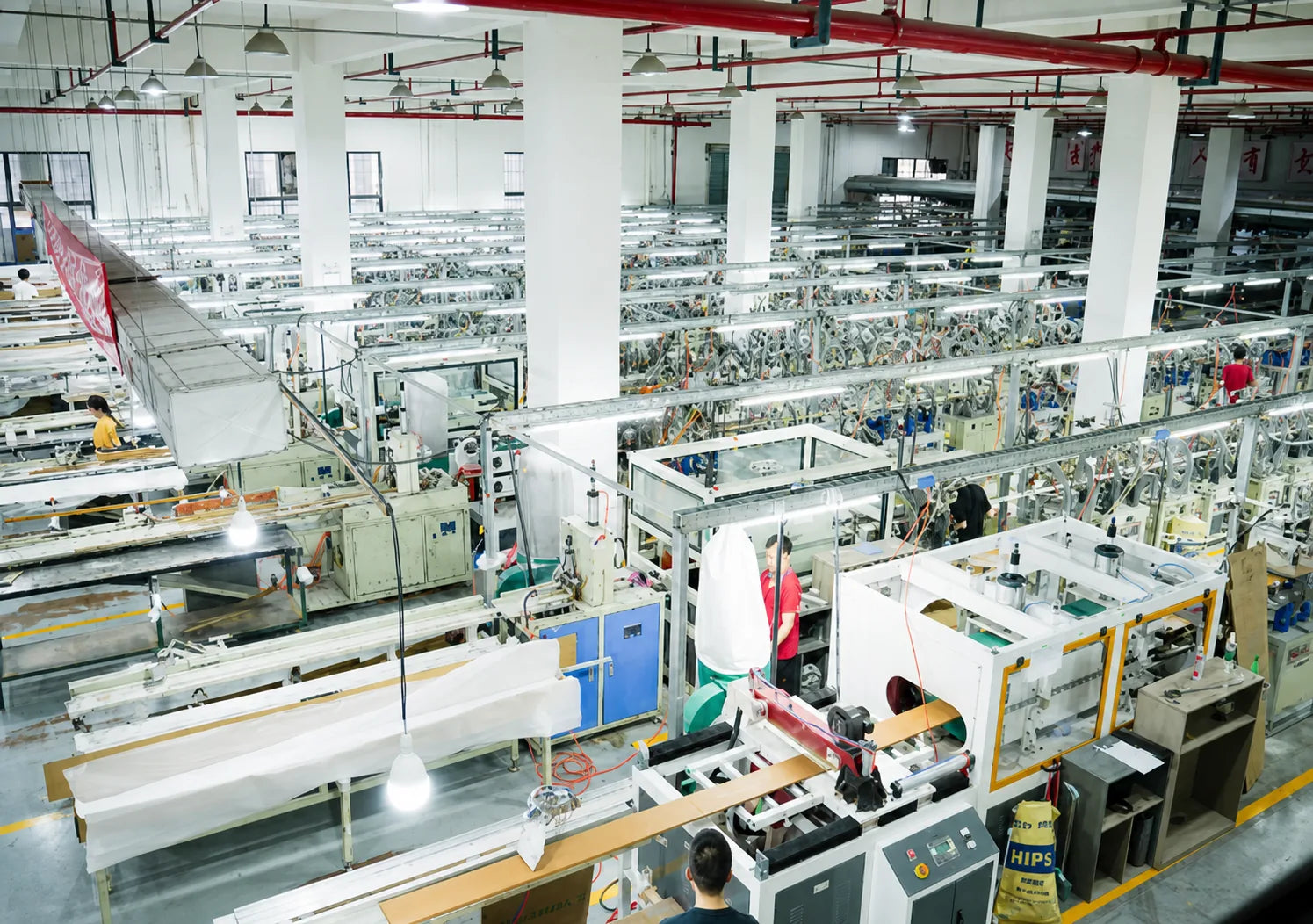 Actual Polycobond production floor for HIPSWOOD material and profile processing